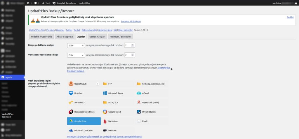 Wordpress yedekleme 3 wordpress yedekleme, uzak klasör seçimi ve ayarı