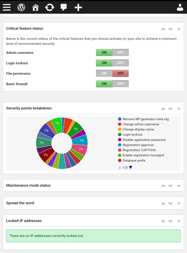 Wordpress güvenliği 3 Wordpress-guvenlik-AIOS-genel güvenlik durumu göstergesi