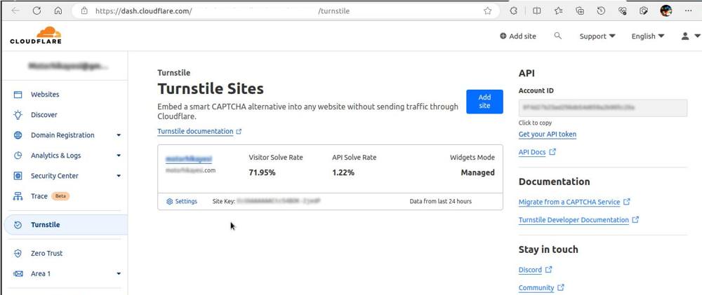 Wordpress güvenliği 10 cloudflare hesap sayfasi